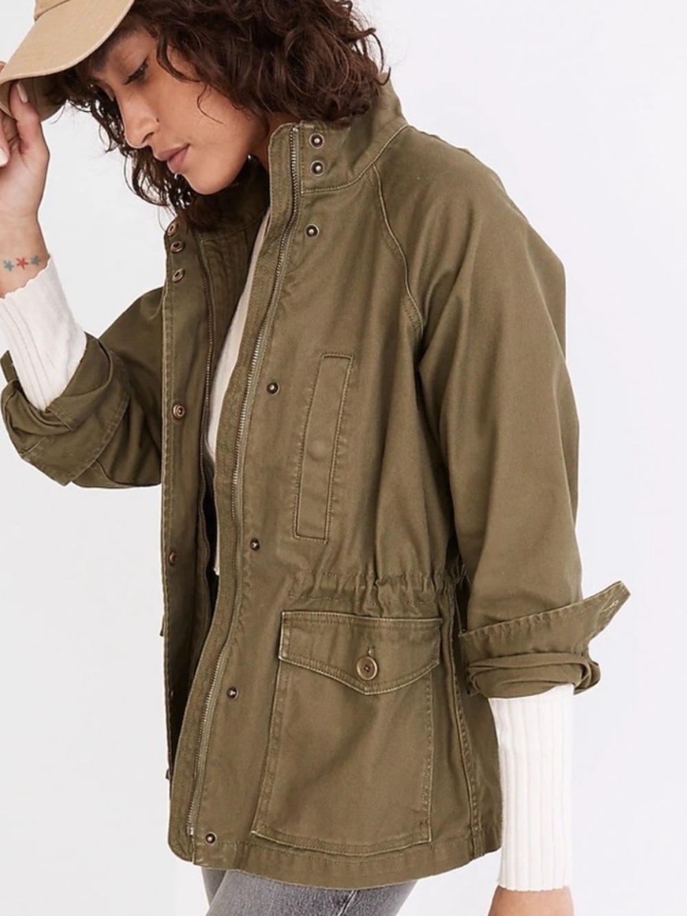 Madewell Northover Army Green Olive Utility Canvas Jacket size Small